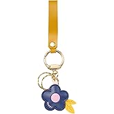 WEWAYSMILE Leather Bag Charm for Handbags Flower Purse Charms with Alloy Ring Buckle for Purse Bag Charm Backpack Women