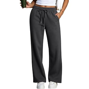 HYYGOCCTV Women Loose Fit High Waisted Sweatpants Lightweight Wide Leg Sweat Pants Drawstring Joggers Lounge Trousers