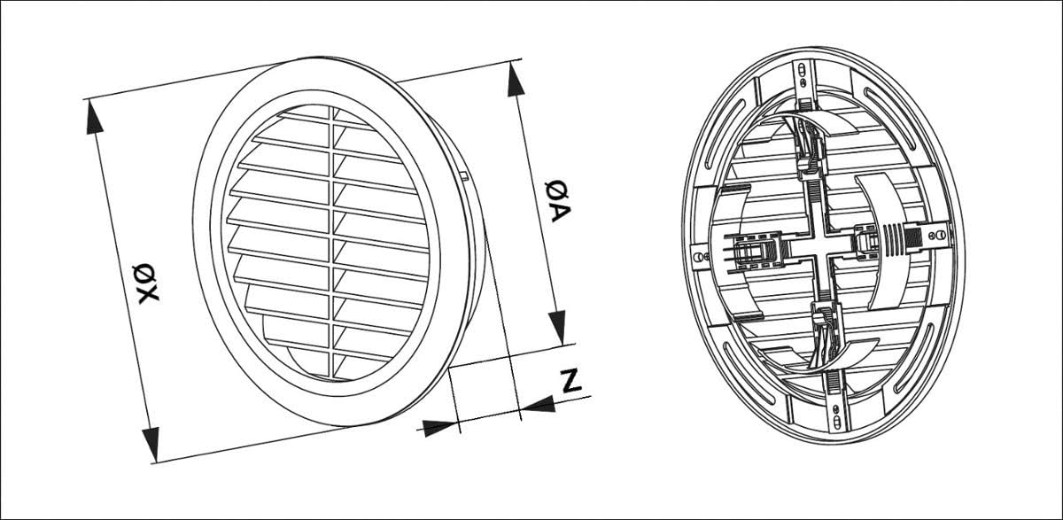 Round Circle Wall Grille Cover with Fly net 2 Pack (100mm Duct, Grey). HIGH Quality, Black/White - Image 3