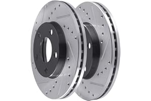 AUTO SHACK AutoShack Front Drilled Slotted Brake Rotors Black Pair of 2 Driver and Passenger Side Replacement for 1994-2004 Ford Mustang 3.8L 3.9L 4.6L 5.0L V6 V8 RWD PR64013LR