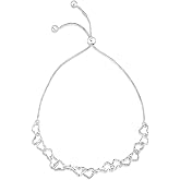 Savlano 925 Sterling Silver 14K Gold Plated Solid Adjustable Bolo Slider Heart Link Chain Bracelet Comes With Gift Box for Women - Made in Italy