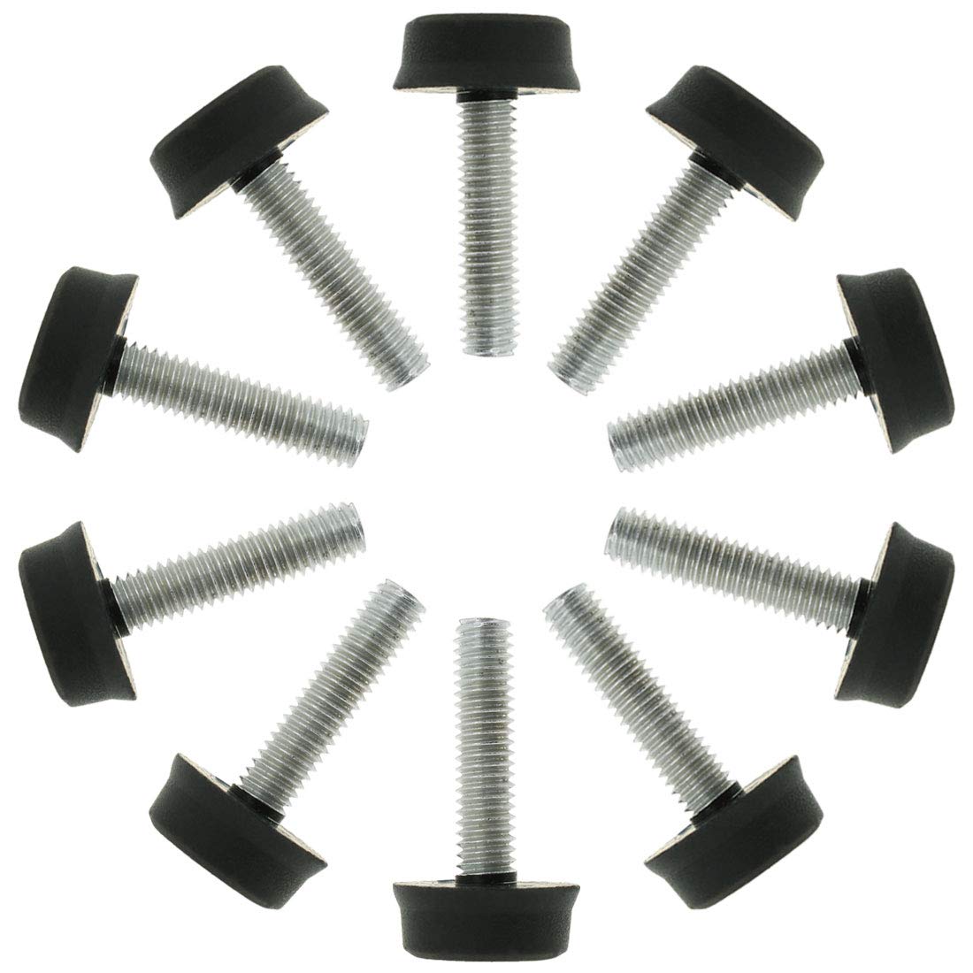 Sourcingmap M6 x 24 x 18mm Furniture Glide Leveling Feet Adjustable Leveler Floor Protector for Table Desk Leg 10 Pack