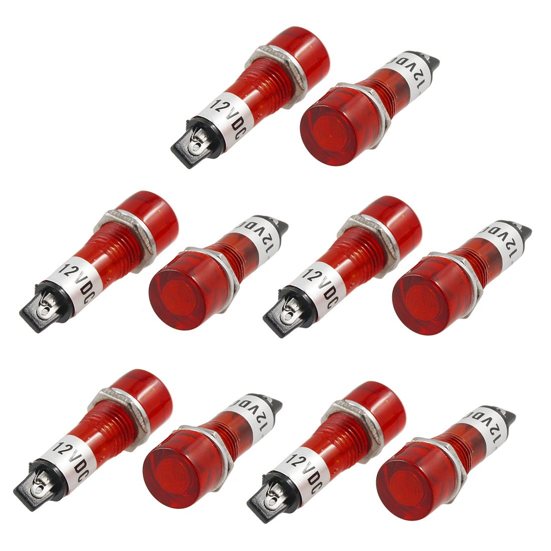sourcingmap DC 12V Recessed Signal Indicator Pilot Lamp 10 Pcs Red Light