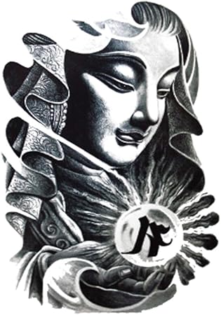 Amazon Co Jp Yesallwas タトゥーシール 観音様 観音菩薩 仏 仏像 3枚セット 大判 リアル 和彫り 黒 入れ墨シール ボディーシール メンズ 刺青シール 防水 長持ち 転写シール タトゥーtatoo 15x21cm 種類23 おもちゃ