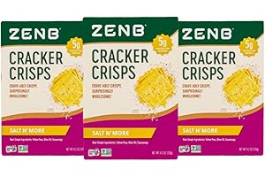 ZENB Cracker Crisps - Gluten Free Crackers Made From 100% Yellow Peas, Non-GMO, 5g of Protein & 3g of Fiber In Every 30g Serving - Salt N’ More - 4.2 oz Boxes (Pack of 3)