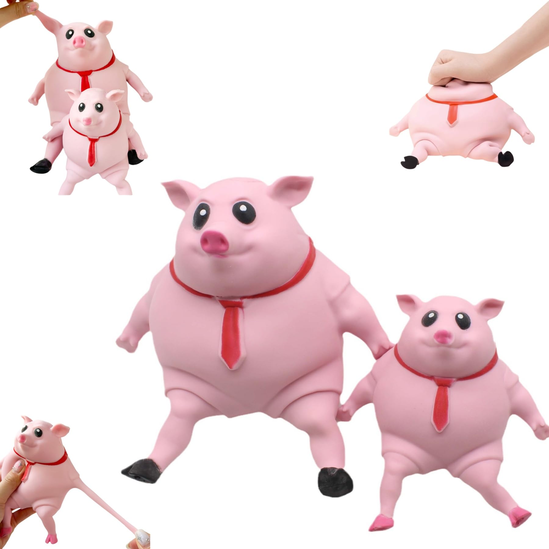 Photo 1 of JINSUPIN Pink Piggy Squishy Toy - Adorable Pig Decompression Toy for Stress Relief, Perfect Squeeze Fun for Kids and Adults (Large Piggy)