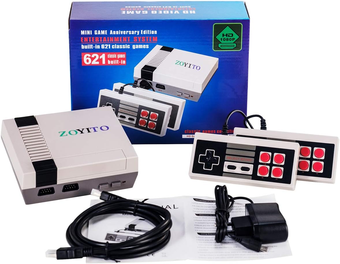 SITENP Classic Mini Game Console Classic Game Console Built-in 600 Game Video Game Console 8-bit and Two Control Handles Bring You Happy Childhood Memories (HDMI Cable): Toys & Games