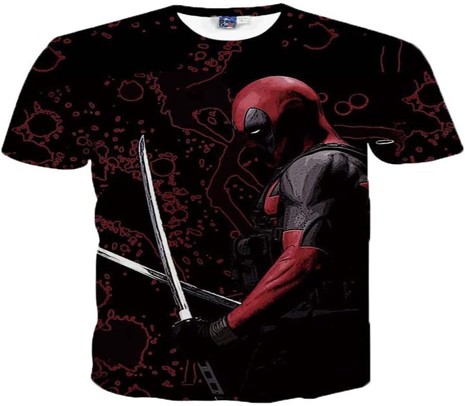 Yonbii Men's O Neck 3D Creative Graffiti Print Hip Hop Style T-Shirts