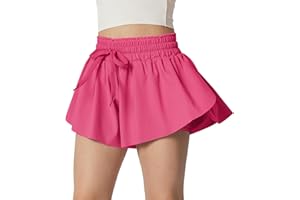 IUGA Girls Butterfly Shorts with Pockets Athletic Flowy Preppy Clothes Running Tennis Dance Cheer 2 in 1 Shorts Teen Girls