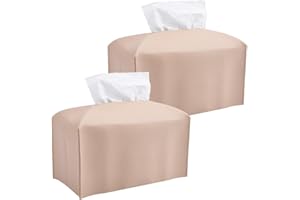 CRAFTYMELODY 2Pcs Tissue Box Cover Tan Rectangular Tissue Holder Imitation Leather Tissues Box Cover Napkin Holder Foldable N