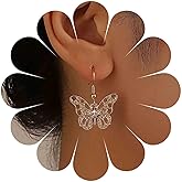 Erimberate Bohemian Crystal Butterfly Dangle Earrings Gold Butterfly Drop Earrings Hollow Butterfly Hook Earrings Filigree Cz Butterfly Earrings Jewelry for Women