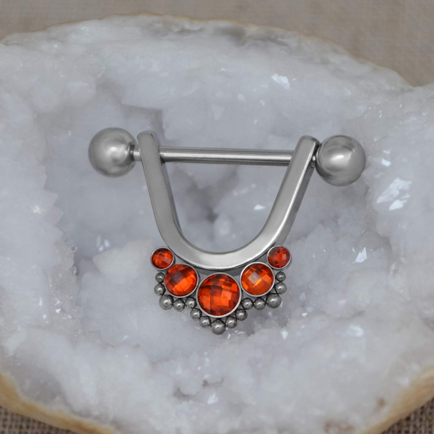 Surgical Steel Nipple Ring CZ Nipple Shield Barbell