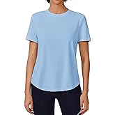 PINSPARK Soft Workout Tops for Women Short Sleeve UV Protection Shirt Quick Dry Athletic Hiking Travel Basic Tee Shirts