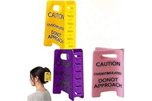 Overstimulated Caution Hair Claw Clip Set (3pcs) - Yellow Pink Purple Funny Strong Grip Claw Clips for Thick Hair, Hold On Pa