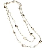 Camellia Flower Pearls Long Sweater Necklace Jewelry Camellia Design Wedding Woman Sweater chain Necklace