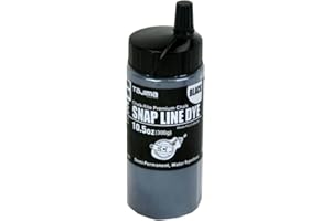 TAJIMA Marking Chalk - Black 10.5 oz (300g) Semi Permanent Snap-Line Dye with Durable Bottle & Easy-Fill Nozzle - PLC3-BK300