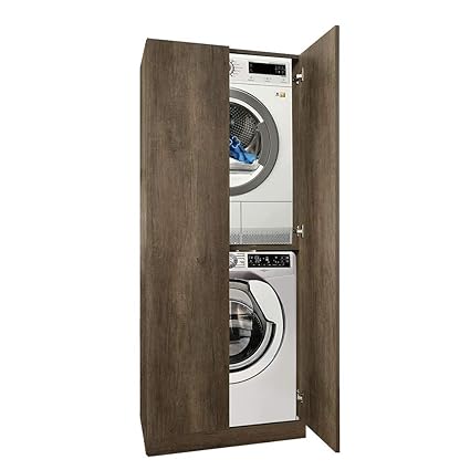 Unika Colonna Per Inserimento Lavatrice E Asciugatrice Con Ante L70 X P70 X H174 Olmo Bianco