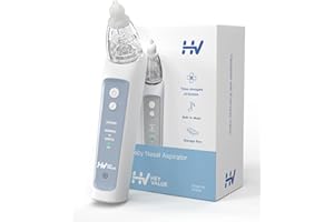 HEYVALUE Nasal Aspirator for Baby, Electric Baby Nose Sucker, Automatic Nose Cleaner with 3 Silicone Tips, Adjustable Suction Level and Music Soothing Function (Blue)