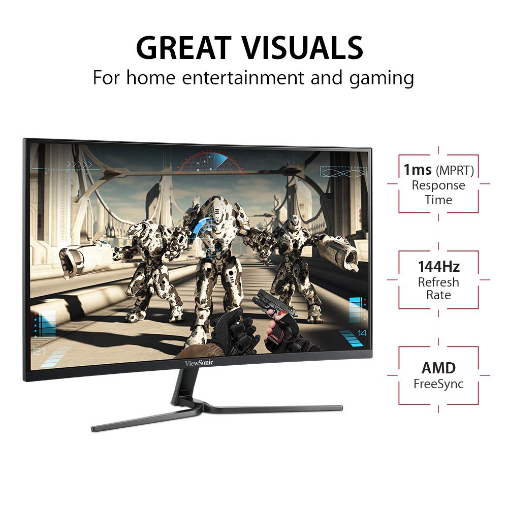 Viewsonic VX2458-C-MHD 60 cm (24 Zoll) Curved Gaming Monitor (Full-HD, FreeSync, 1 ms, 144 Hz, HDMI, DP, geringer Input Lag) Schwarz 3