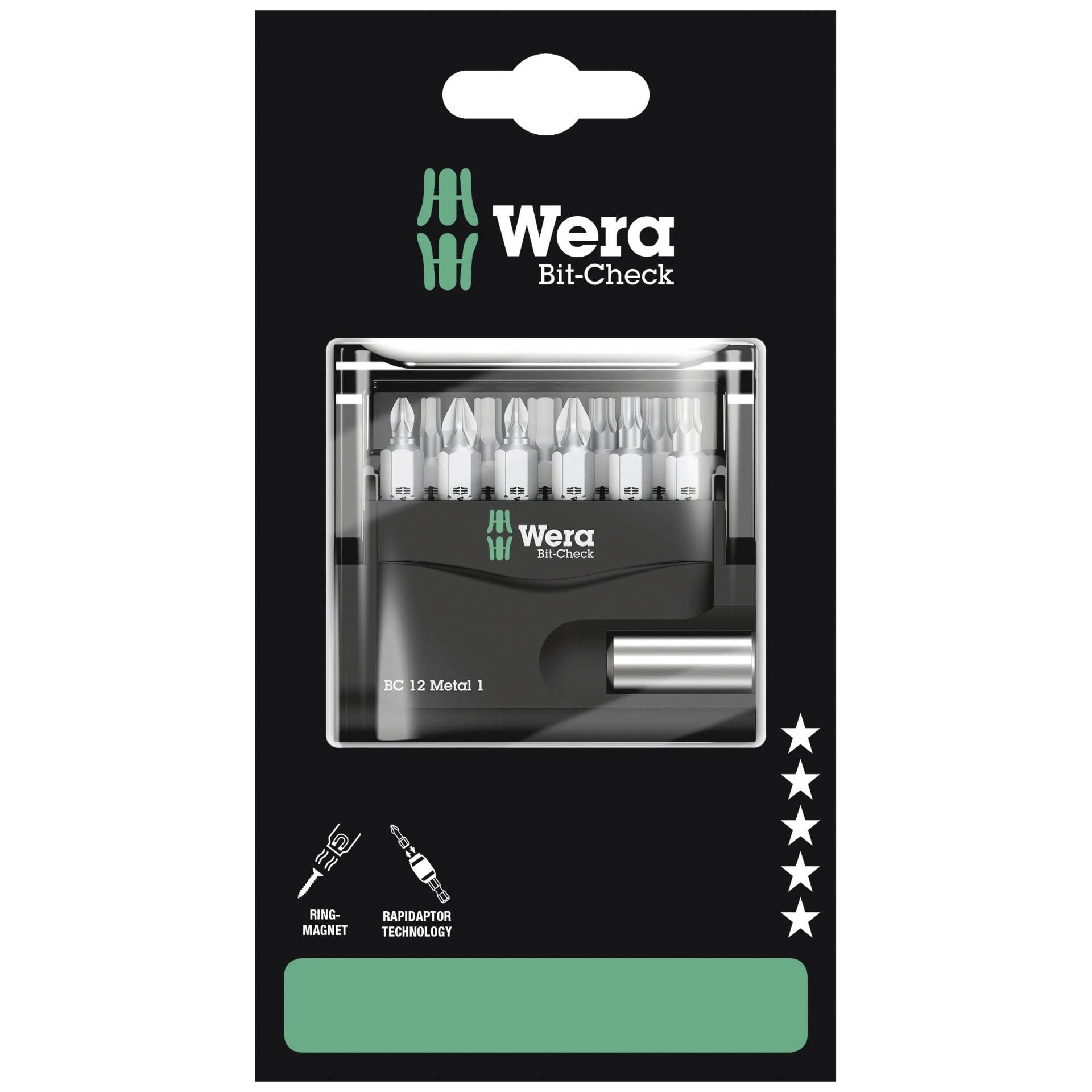Wera Bit-Check 12 Metal 1 SB, 12 Pieces, 05136393001