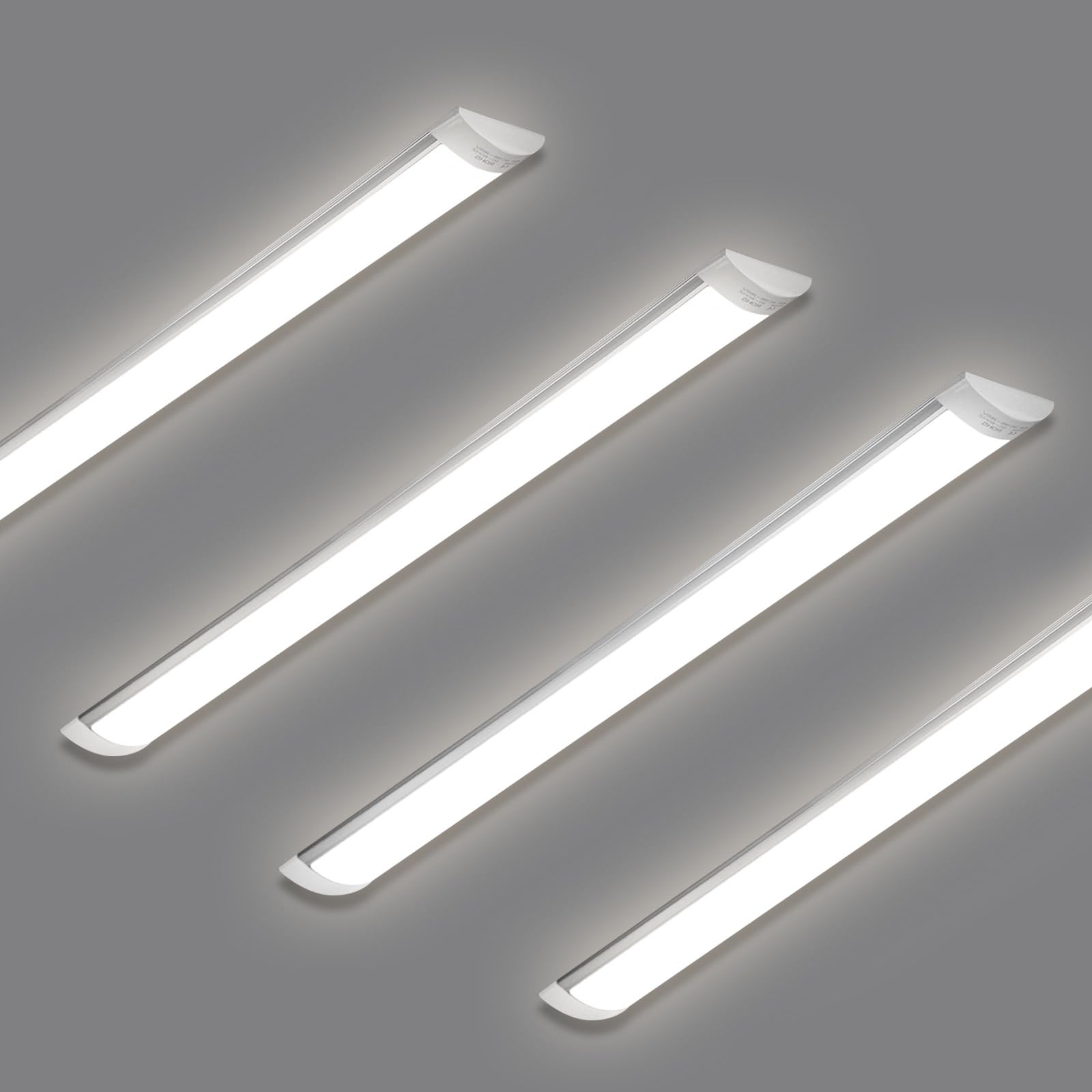 HUMIGA 4FT LED Batten Light, 40W Low Profile Wall Ceiling Surface Mounted Fitting, IP20 Slim Wide Tube Lighting for Office/Home/Shop/Workshop/Warehouse, Neutral White 4000K,4 Pack