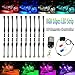 Motorcycle Atmosphere LED Light Strip Kit, BT 10Pcs RGB Neon Accent Glow Lights Flexible Lamp with Wireless Remote Controller for Harley Davidson Honda Kawasaki Suzuki Ducati Polaris KTM BMW primary