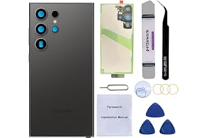 Perzework Rear Back Glass Replacement for Samsung Galaxy S24 Ultra 6.8-inches with Reparing Toolkit(Titanium Black)