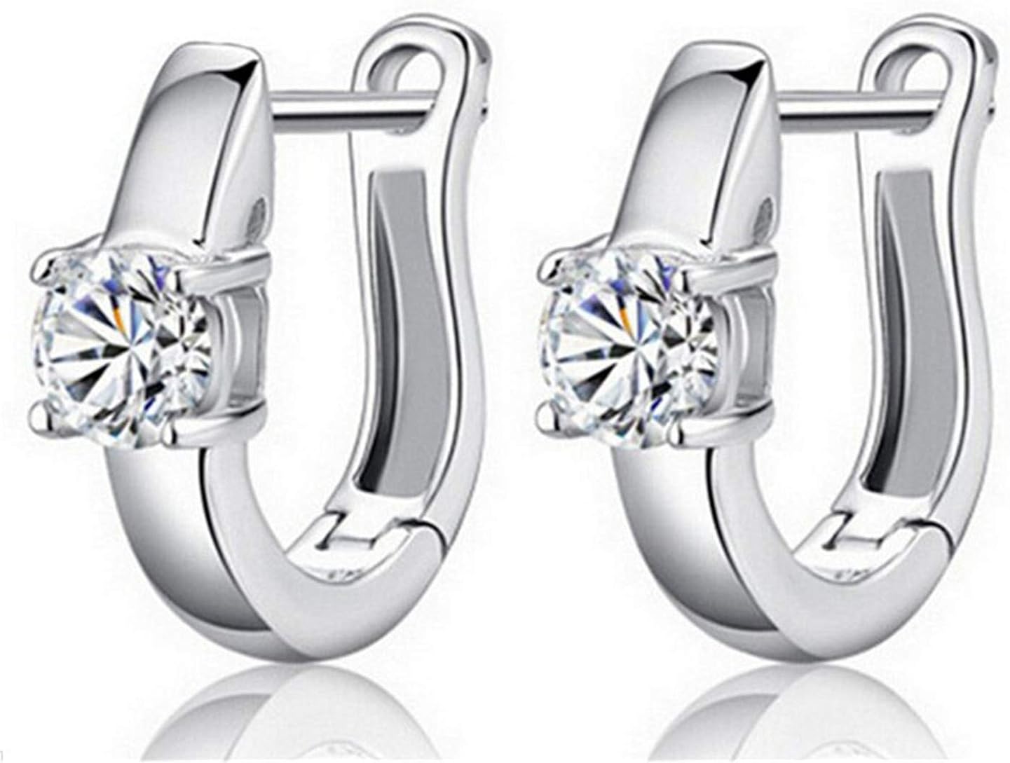 Wunhope 1 paar Ohrringe 925 Sterling Silber mit Zirkonia Mode Einfache Creolen,Anti - Allergie ...