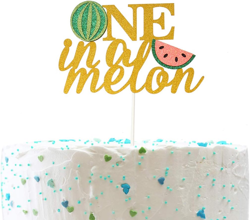 Creaides One in a Melon Cake Topper 1st Watermelon Themed Birthday Cake Decor for Kids Melon Birthday Baby Shower Party Suppliers