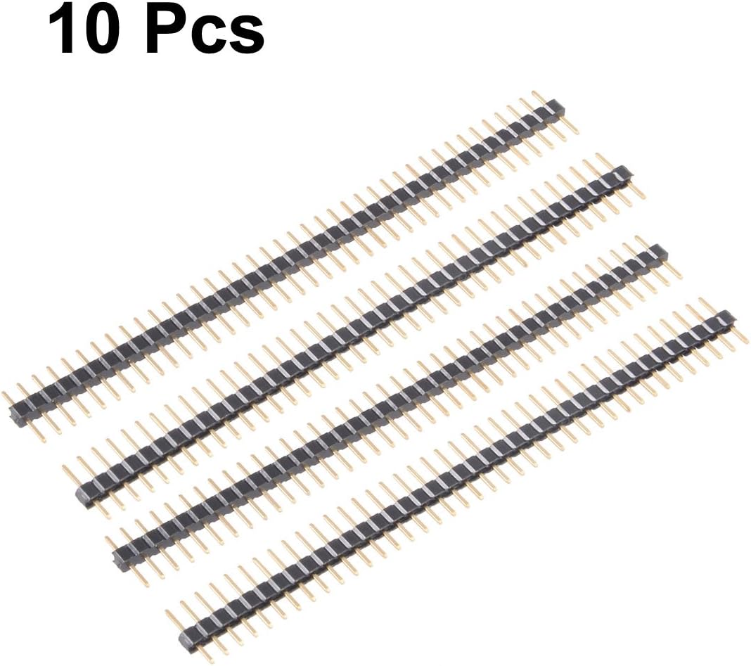 Sourcingmap 10Pcs 2mm Pitch 40P Single Row Straight Connector Pin Header Strip for Prototype Shield, black, gold tone - Image 3