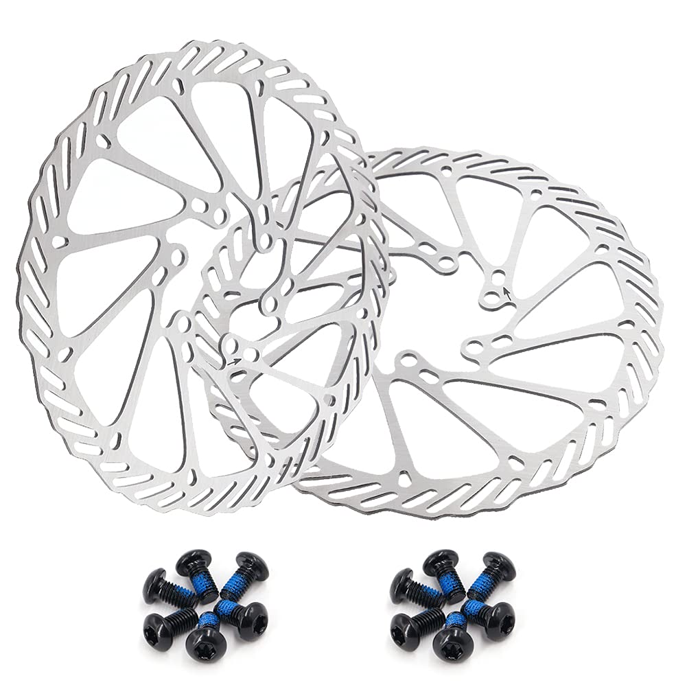 GoHZQ Bike Disc Brake Rotor 160/180/203mm 2 Packs Stainless Steel Bicycle Rotors with 12 pcs Screws for Most Bicycle Road Bike Mountain Bike BMX MTB (203mm)