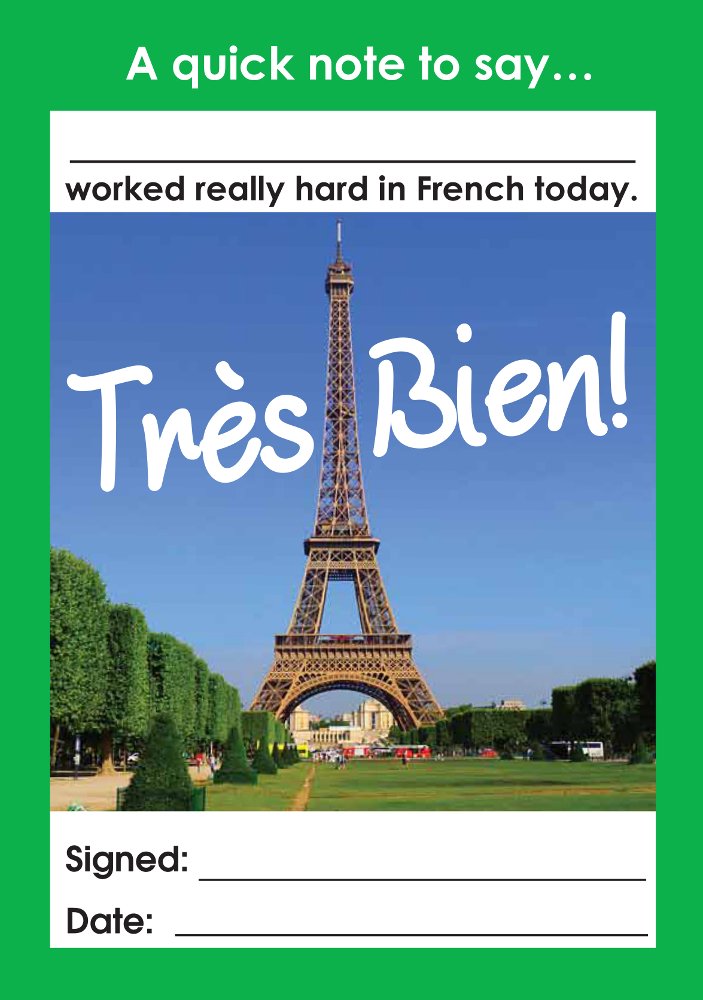 SuperStickers Très Bien Teacher Reward Praise Note Pad, 15 x 10.5 x 0.8 cm