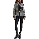 KARL LAGERFELD Women's Houndstooth Short Jacket With Faux Leather Trim