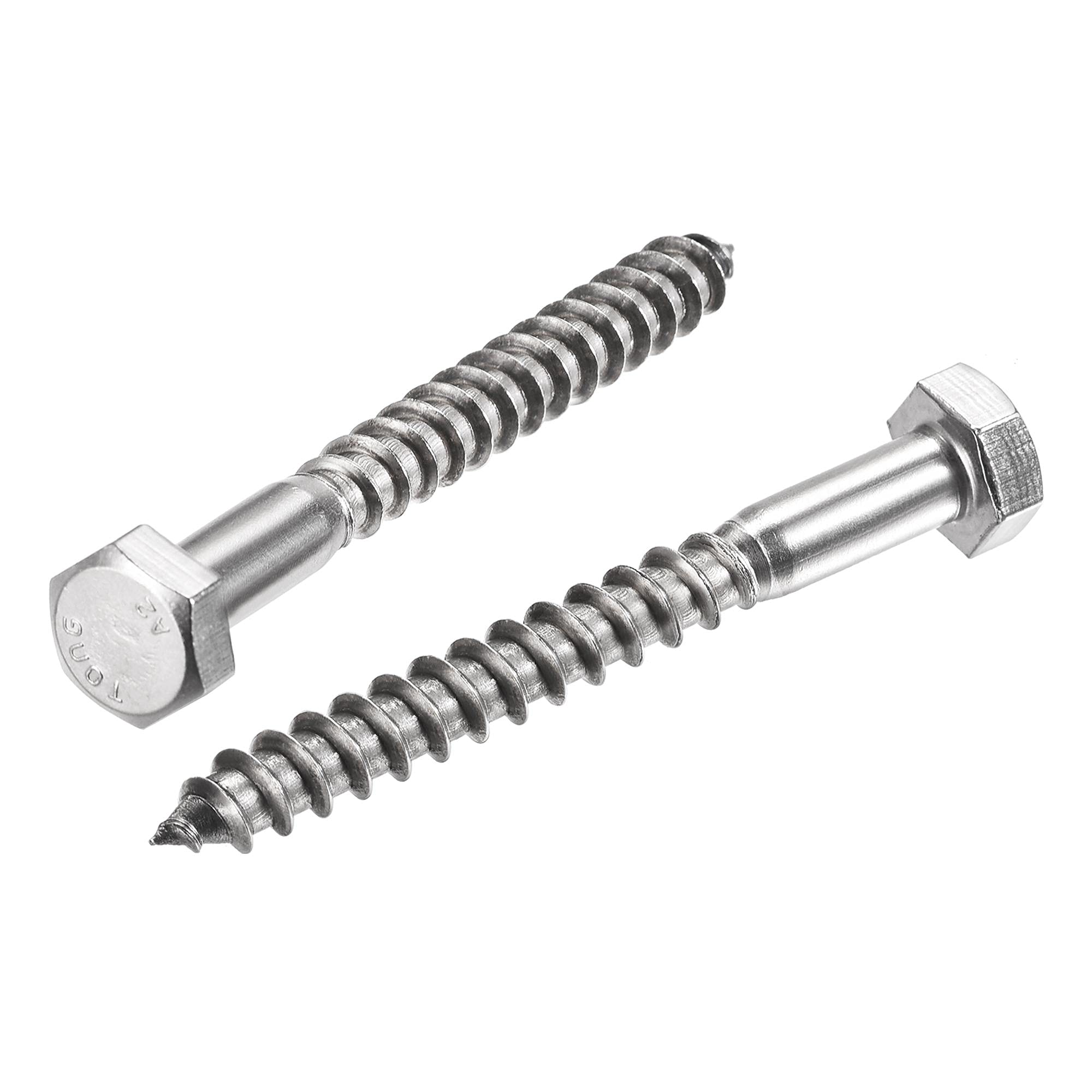 sourcing map Hex Lag Screws, M8 x 75mm 304 Stainless Steel Half Thread Self-Tapping Bolts for Wood Screw 10Pcs