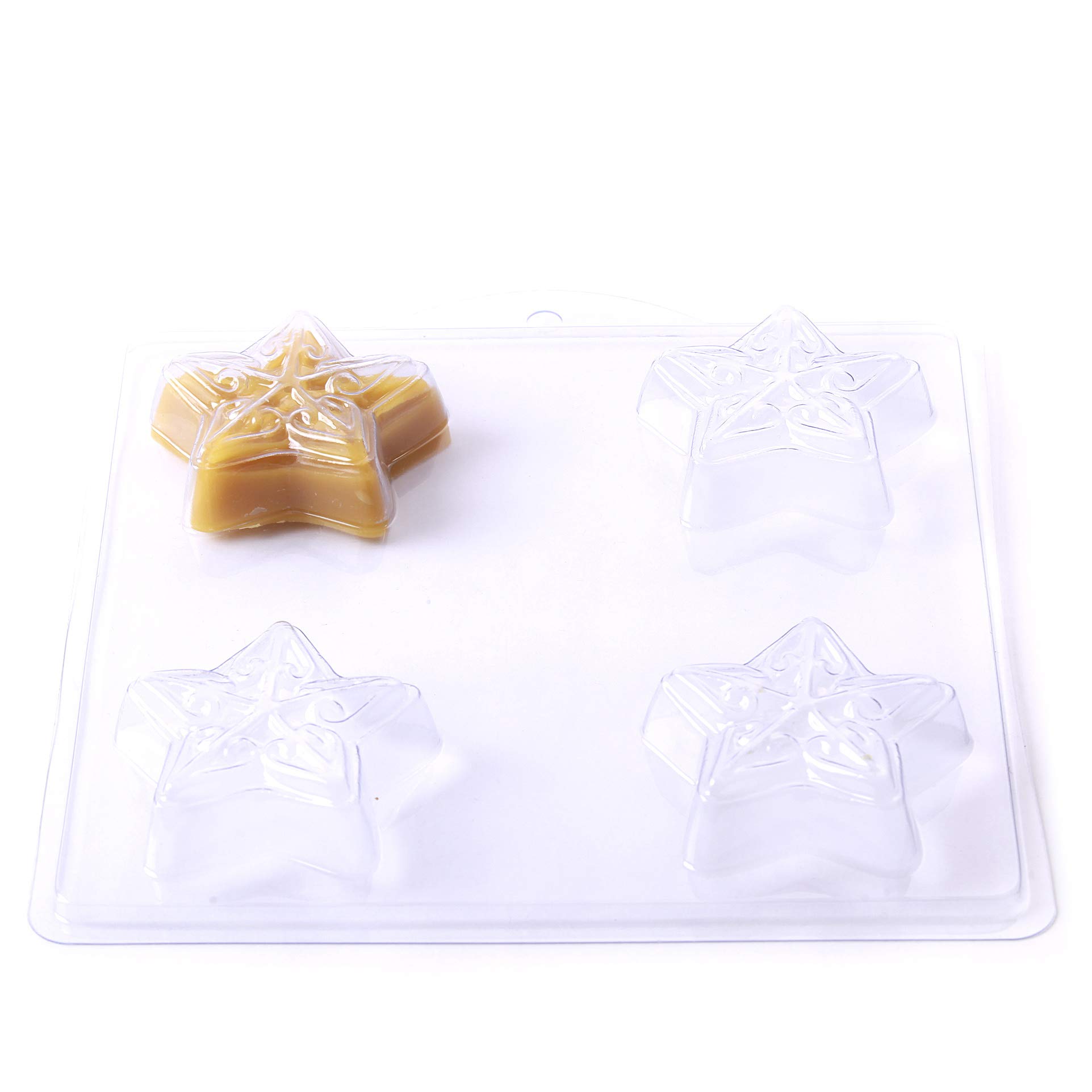 World Of Moulds | 4 Cavity Embossed Star Soap/Bath Bomb Mould Mold G08