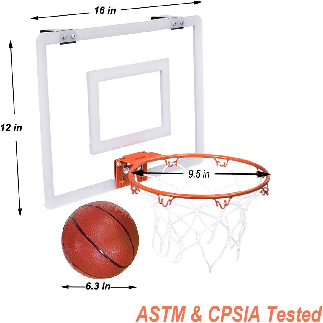 PikDos Indoor Mini Basketball Hoop for Kids and Adult 16 X 12 Inch Board Family Games for Home and Office Door Wall Mount Includes 3 Basketballs and Hand Pump with 1 Inflation Needle: Sports & Outdoors