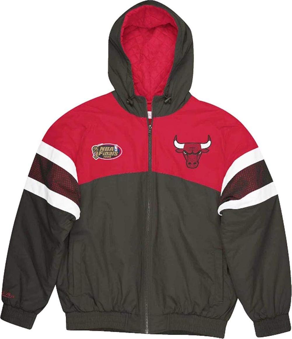 bekleidung mitchell ness chicago bulls nba team prospect heavyweight jacket black jacke anorak sport freizeit impas es