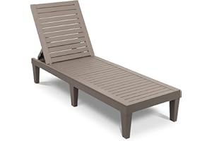 VINGLI Outdoor Chaise Lounge Chair for Outside Pool Patio, Adjustable Waterproof Easy Assembly Chaise Lounge Outdoor (Light Taupe, 1 PCS)