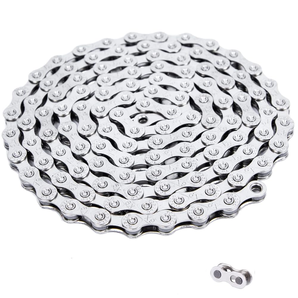 Fongmore 9 Speed Bike Chain Bicycle Chain Replacement For Road Bike Quick Link X9 Chains 27 Speed For Mountain Bike BMX 116Links Silver