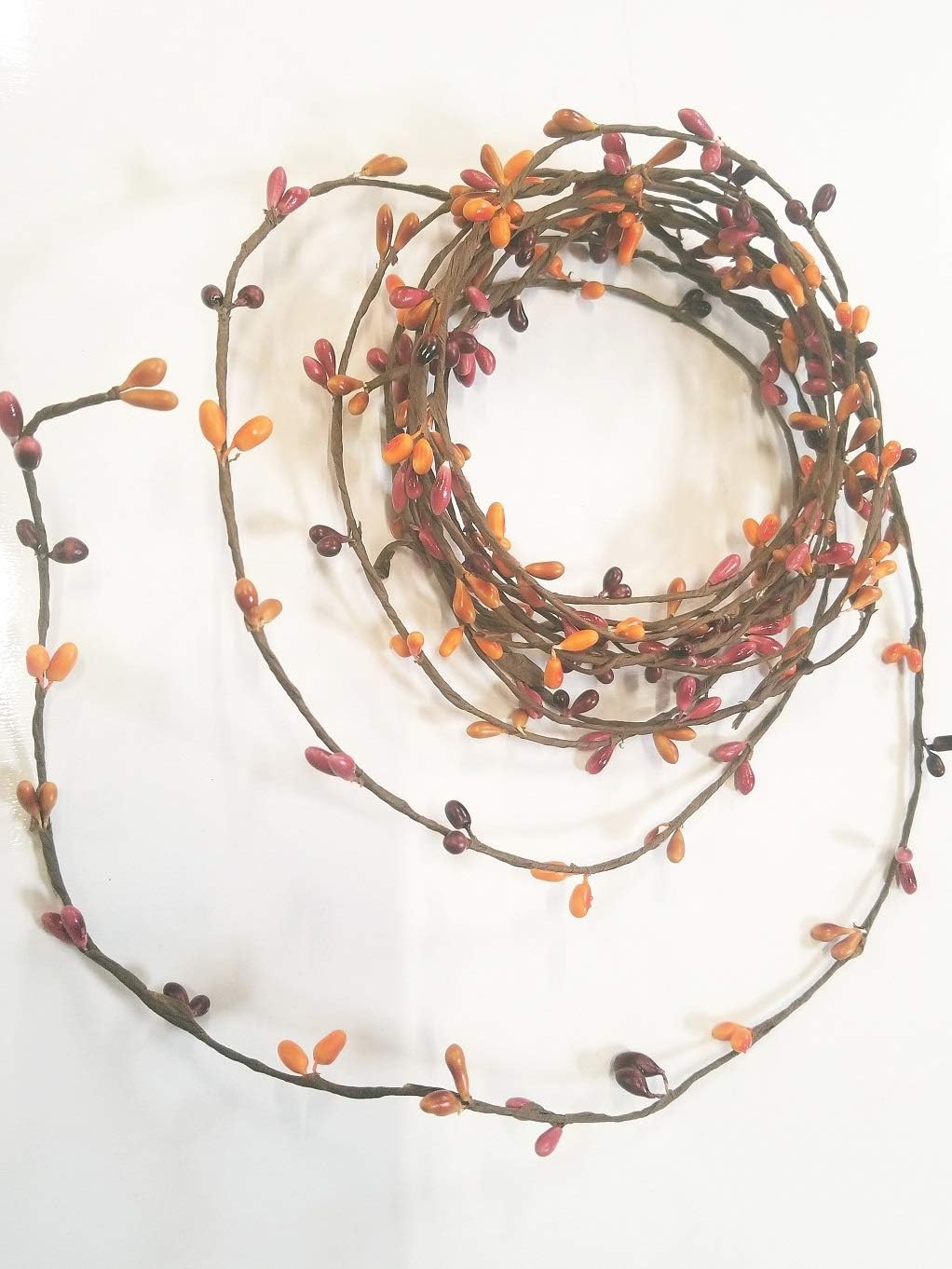 Sunset Orange Pip Berry Single Ply Garland 18' Country Primitive Floral Craft Decor - 3 Strands of 6' Garland That Can Be Utilized Separately or Twisted Together to Equal 18 Feet of String Garland