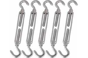 eoocvt 5pcs M8 Stainless Steel 304 Turnbuckle Wire Rope Tension (Hook & Hook)