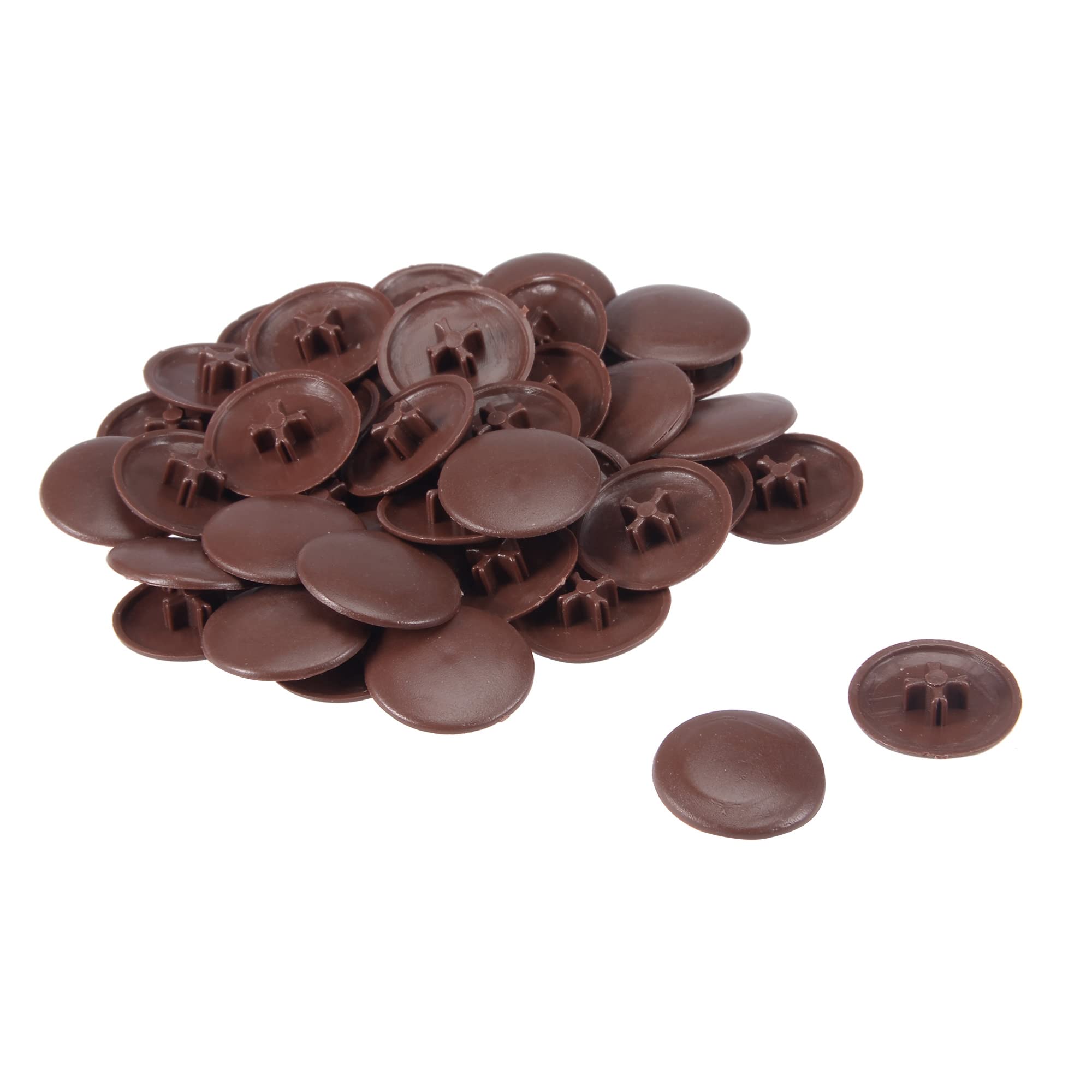 Sourcingmap 16.5mm Dia Round Shape Plastic Phillips Screw Cap Cover Dark Brown 40pcs