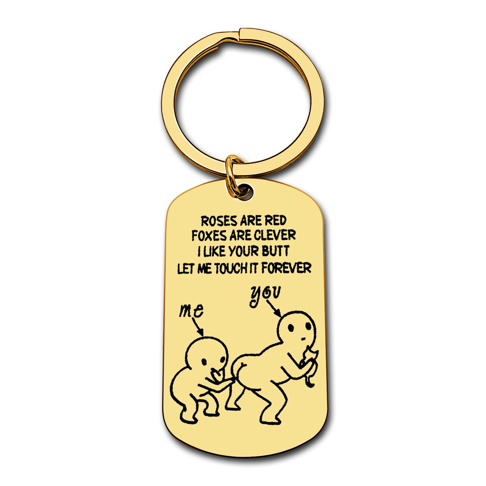 Funny Couple Keyring Gift Christmas Valentine's Day Keyring Gift for Boyfriend Girlfriend Let Me Touch it Forever Keychain Birthday Gift for Couple Anniversary Jewelry Wedding Gift for Husband Wife