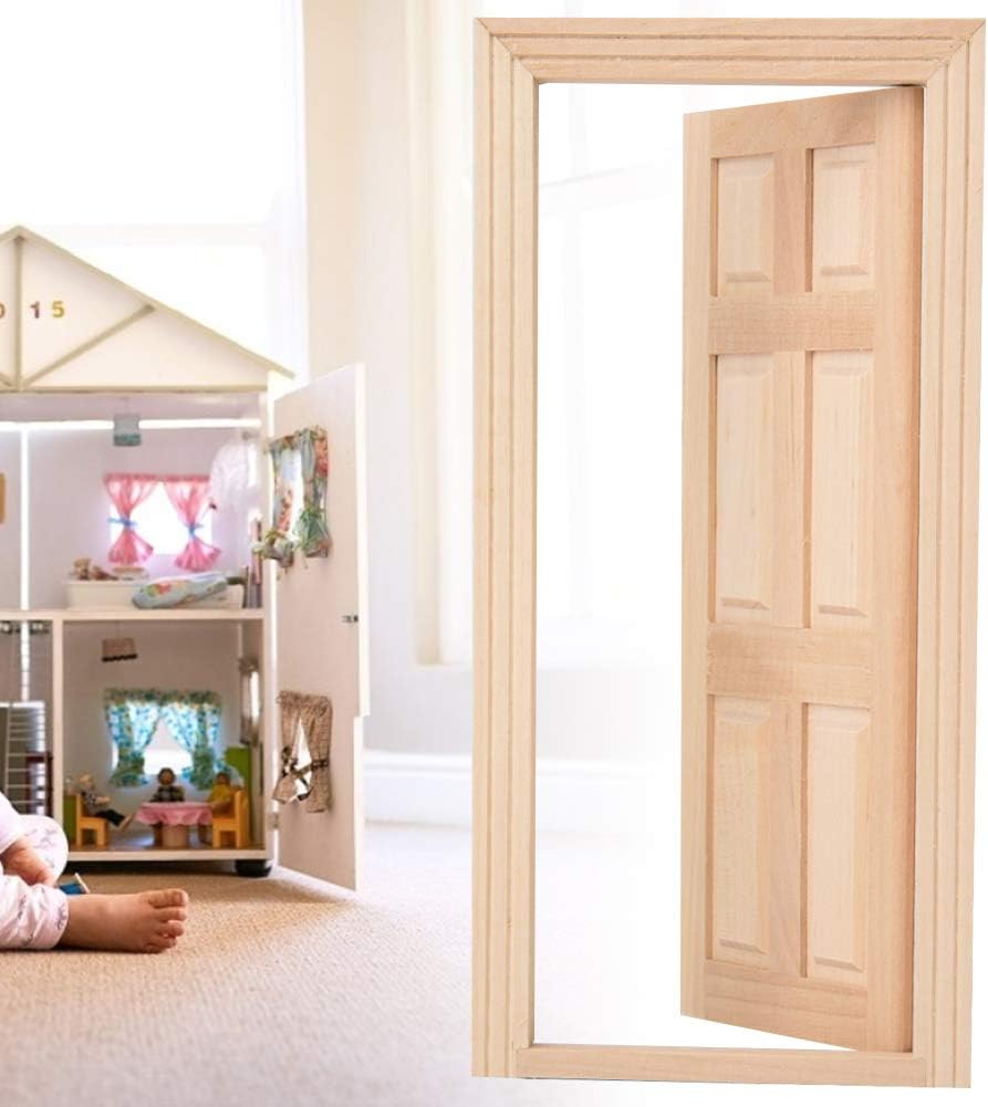 1:12 Doll House Furniture Model Door, Miniature Furniture Unpaint Wooden Door for Dolls DIY Dollhouse Furniture Accessories - Image 3