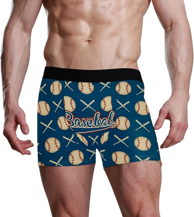 Maelove Free Retro Baseball Boxer Briefs Mens Underwear Polyester Soft