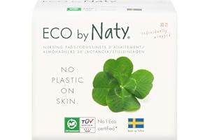 ECO by Naty Nursing Pads – Nipple Pads for Breastfeeding Mothers, Pregnancy and Postpartum, Made from Plant-Based Materials (30 Pads)