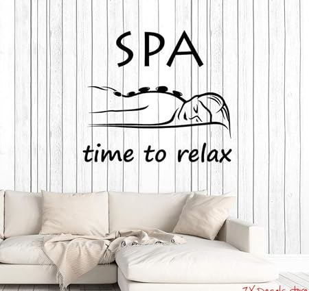 Temps De Detente Citation Vinyle Sticker Spa Salon De Salon Femme Salle De Massage Disant Art Decor Autocollants Murale Amovible Papier Peint 56cmx63cm Amazon Fr Bricolage