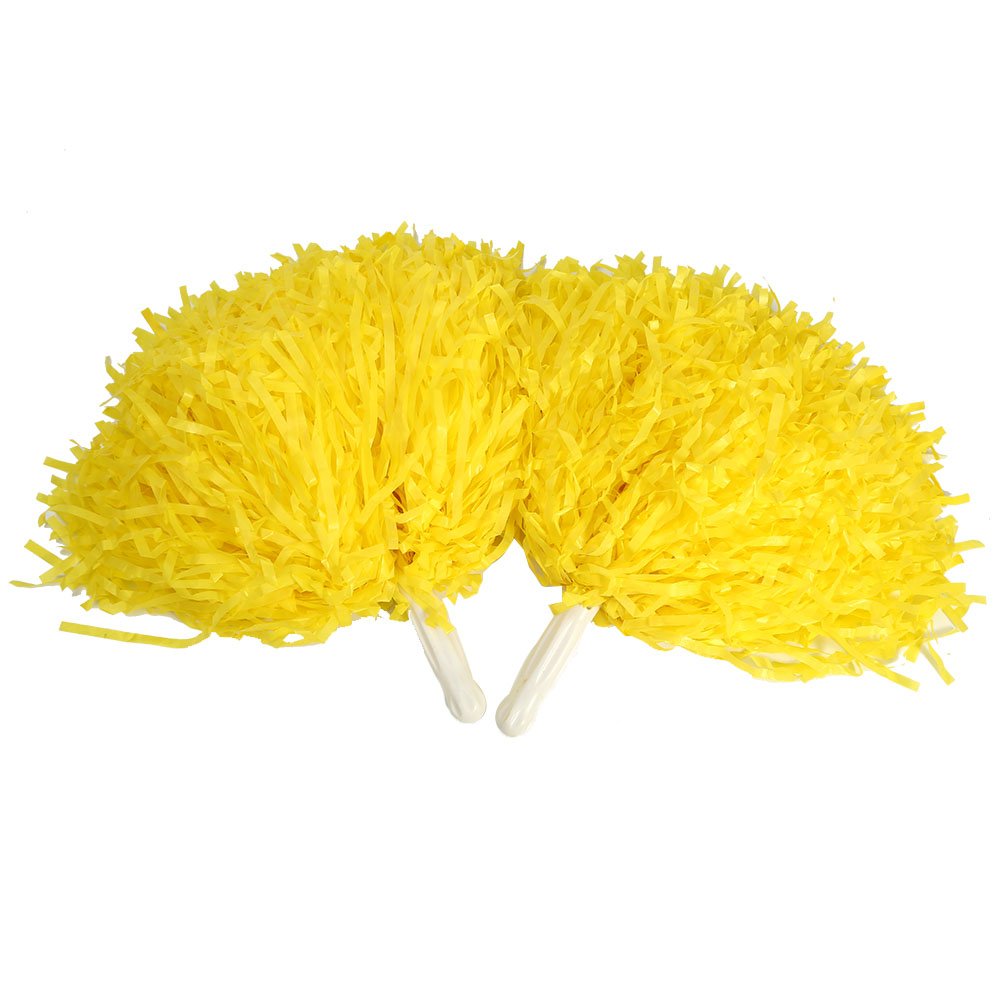Ausla 2 pcs Cheerleading Poms, Cheerleading Cheerleader Pompoms PE Cheerleading Pom Poms Pompoms Cheerleader Sport Dance Party Useful Accessories(Yellow)