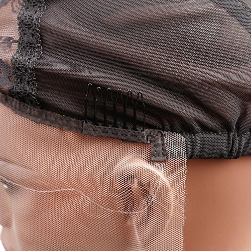 Bella Hair Breathable Lace Front Wig Cap for Making Wigs with Adjustable Straps and Combs Swiss Lace Black Large Size