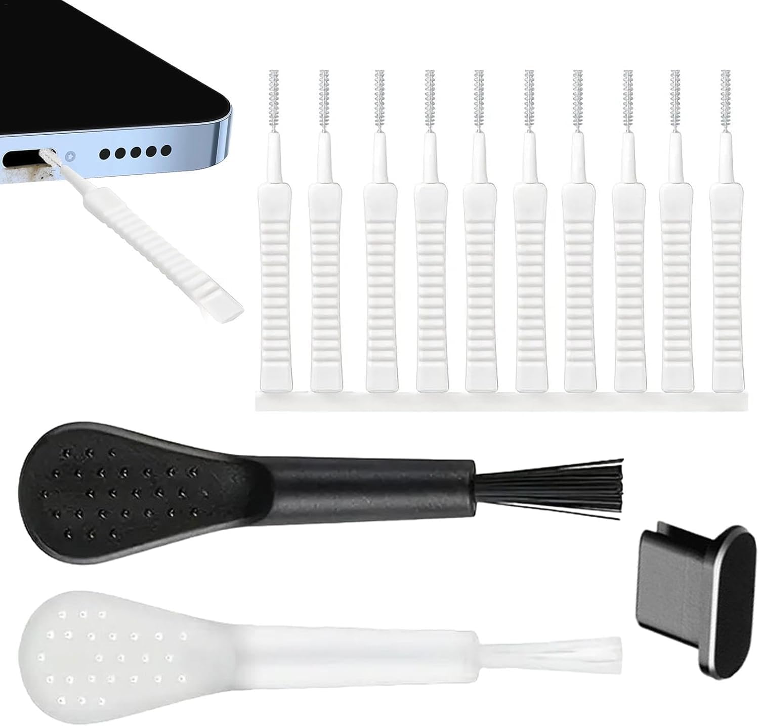 Photo 1 of 13 Pcs Phone Speaker Cleaning Kit - Cell Phone Port Cleaning Brush, Phone Charger Port Cleaner Kit | Reusable Cleaning Brush with Soft Gentle Bristles, Non Skid Charging Port Cleaning Kit